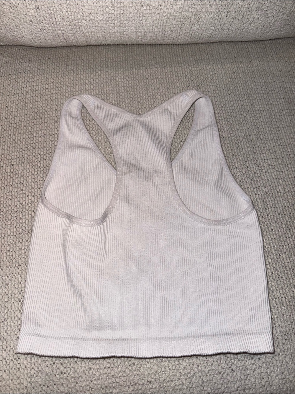 Zella White Ribbed Racerback Crop Tank - Picture 2 of 3
